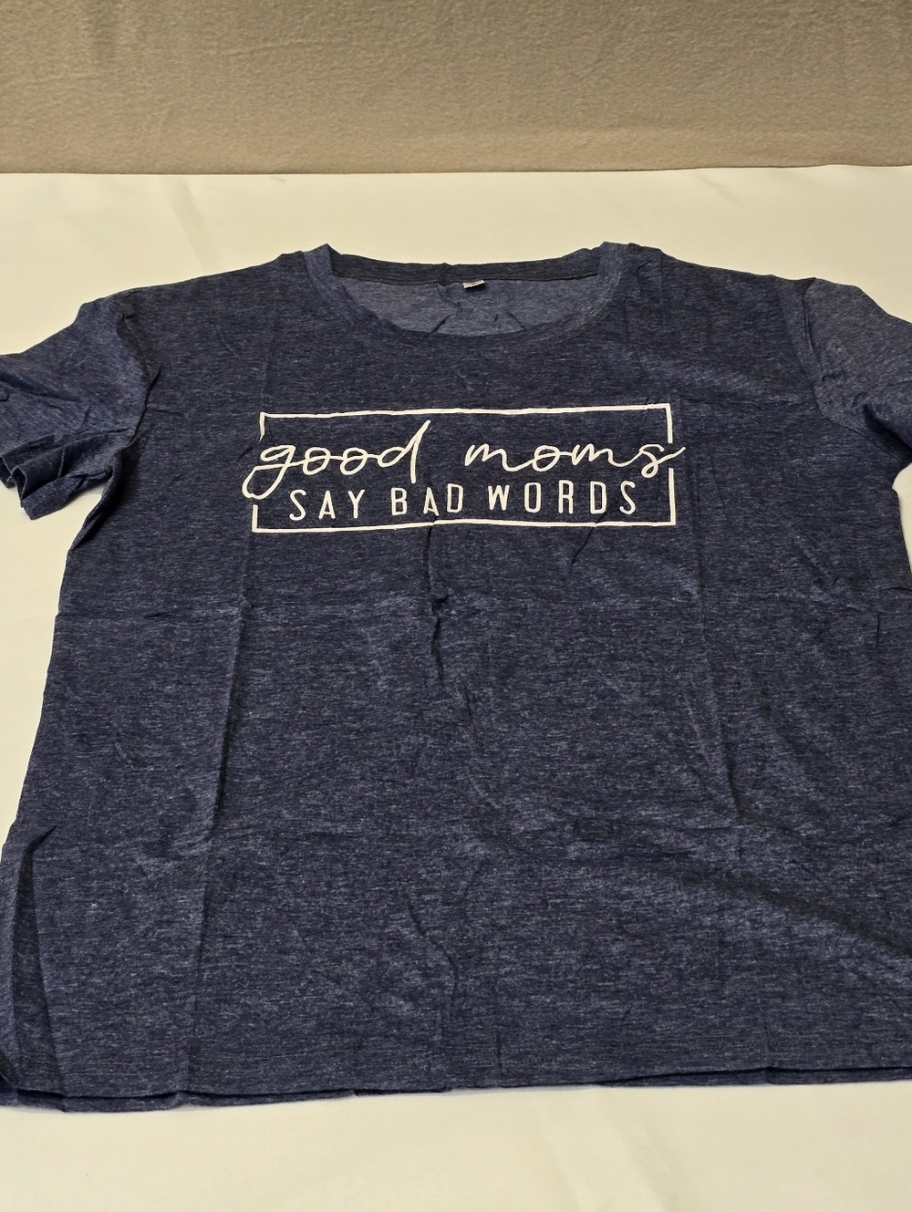 Good Moms Say Bad Words Graphic T Shirt Womens Small Navy Blue Short Sleeve NWOT